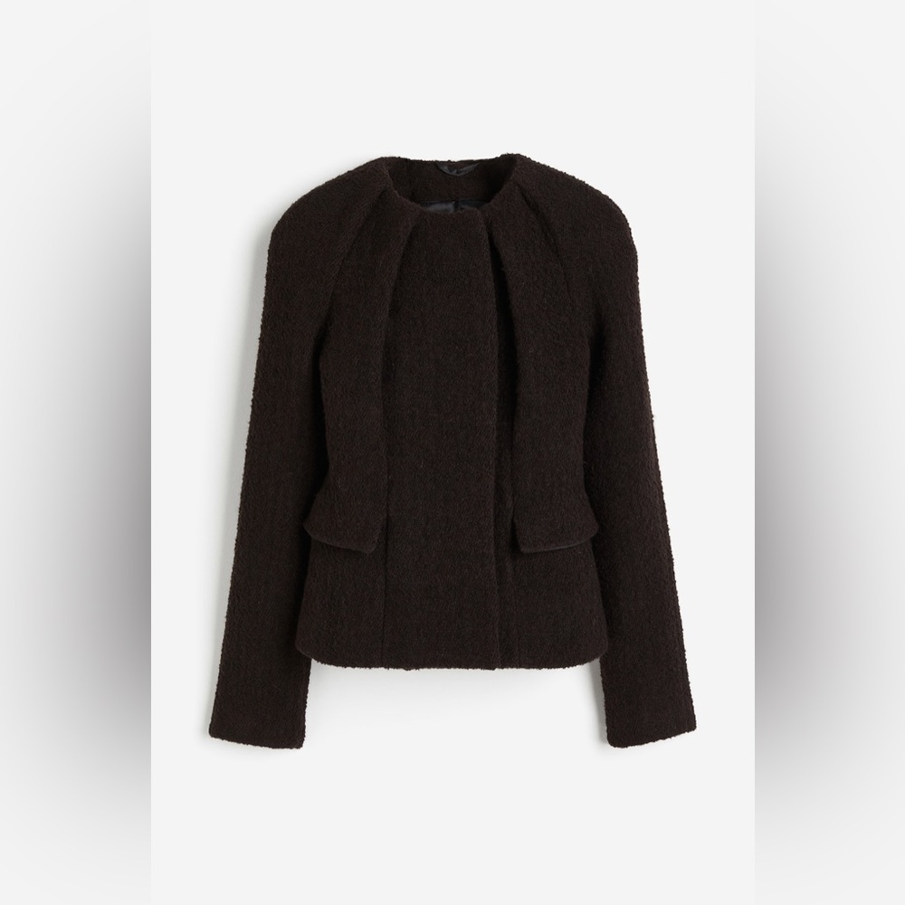 H&M STUDIO COLLECTION WOOL-BLEND PLEAT-NECKLINE JACKET
